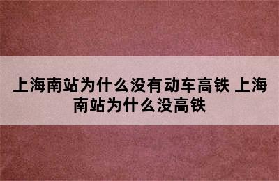 上海南站为什么没有动车高铁 上海南站为什么没高铁